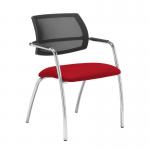 Tuba chrome 4 leg frame conference chair with half mesh back - Panama Red