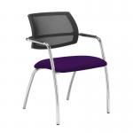 Tuba chrome 4 leg frame conference chair with half mesh back - Tarot Purple