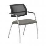 Tuba chrome 4 leg frame conference chair with half mesh back - Slip Grey