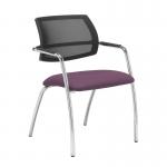 Tuba chrome 4 leg frame conference chair with half mesh back - Bridgetown Purple TUB304C1-C-YS102