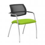 Tuba chrome 4 leg frame conference chair with half mesh back - Madura Green
