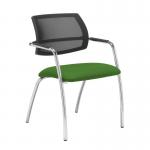 Tuba chrome 4 leg frame conference chair with half mesh back - Lombok Green