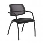 Tuba black 4 leg frame conference chair with half mesh back - Nero Black vinyl