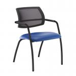 Tuba black 4 leg frame conference chair with half mesh back - Ocean Blue vinyl