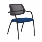 Tuba black 4 leg frame conference chair with half mesh back - Curacao Blue