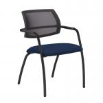 Tuba black 4 leg frame conference chair with half mesh back - Costa Blue