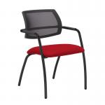 Tuba black 4 leg frame conference chair with half mesh back - Panama Red