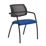 Tuba black 4 leg frame conference chair with half mesh back - Scuba Blue