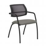 Tuba black 4 leg frame conference chair with half mesh back - Slip Grey TUB304C1-K-YS094
