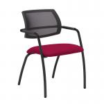 Tuba black 4 leg frame conference chair with half mesh back - Diablo Pink