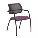 Tuba black 4 leg frame conference chair with half mesh back - Bridgetown Purple