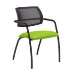 Tuba black 4 leg frame conference chair with half mesh back - Madura Green