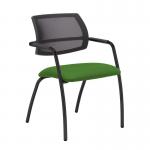 Tuba black 4 leg frame conference chair with half mesh back - Lombok Green