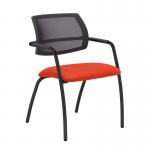 Tuba black 4 leg frame conference chair with half mesh back - Tortuga Orange