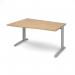 TR10 left hand wave desk 1400mm - silver frame, oak top TWL14SO