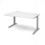 TR10 left hand wave desk 1400mm - silver frame, white top TWL14SWH