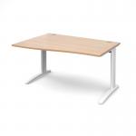 TR10 left hand wave desk 1400mm - white frame, beech top TWL14WB