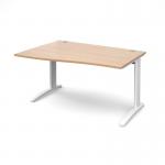 TR10 left hand wave desk 1400mm - white frame and beech top