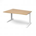 TR10 left hand wave desk 1400mm - white frame and oak top