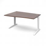 TR10 left hand wave desk 1400mm - white frame, walnut top TWL14WW