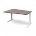 TR10 left hand wave desk 1400mm - white frame, walnut top TWL14WW