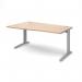 TR10 left hand wave desk 1600mm - silver frame, beech top TWL16SB