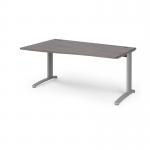 TR10 left hand wave desk 1600mm - silver frame, grey oak top TWL16SGO