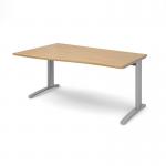 TR10 left hand wave desk 1600mm - silver frame, oak top TWL16SO