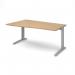 TR10 left hand wave desk 1600mm - silver frame, oak top TWL16SO