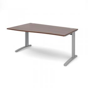 TR10 left hand wave desk 1600mm - silver frame, walnut top TWL16SW