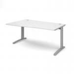 TR10 left hand wave desk 1600mm - silver frame, white top TWL16SWH