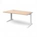 TR10 left hand wave desk 1600mm - white frame, beech top TWL16WB