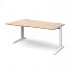 TR10 left hand wave desk 1600mm - white frame and beech top