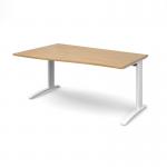 TR10 left hand wave desk 1600mm - white frame, oak top TWL16WO