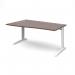 TR10 left hand wave desk 1600mm - white frame, walnut top TWL16WW