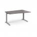 TR10 right hand wave desk 1400mm - silver frame, grey oak top TWR14SGO