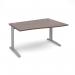 TR10 right hand wave desk 1400mm - silver frame, walnut top TWR14SW