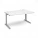 TR10 right hand wave desk 1400mm - silver frame, white top TWR14SWH