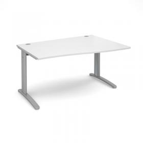 TR10 right hand wave desk 1400mm - silver frame, white top TWR14SWH