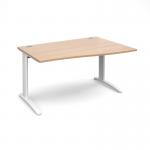 TR10 right hand wave desk 1400mm - white frame, beech top TWR14WB