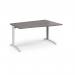 TR10 right hand wave desk 1400mm - white frame, grey oak top TWR14WGO