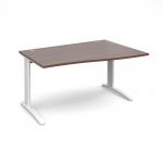 TR10 right hand wave desk 1400mm - white frame, walnut top TWR14WW