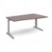 TR10 right hand wave desk 1600mm - silver frame, walnut top TWR16SW