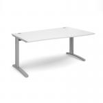 TR10 right hand wave desk 1600mm - silver frame, white top TWR16SWH