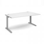 TR10 right hand wave desk 1600mm - silver frame, white top TWR16SWH