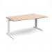 TR10 right hand wave desk 1600mm - white frame, beech top TWR16WB