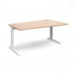 TR10 right hand wave desk 1600mm - white frame and beech top