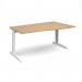 TR10 right hand wave desk 1600mm - white frame, oak top TWR16WO