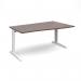 TR10 right hand wave desk 1600mm - white frame, walnut top TWR16WW