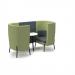 Tilly 2 person high back meeting booth with white table - elapse grey seat and back with endurance green sofa body